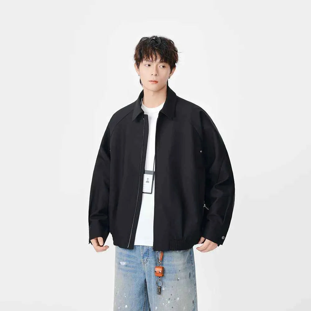 Durable Lapel Loose Fit Zip Up Jacket