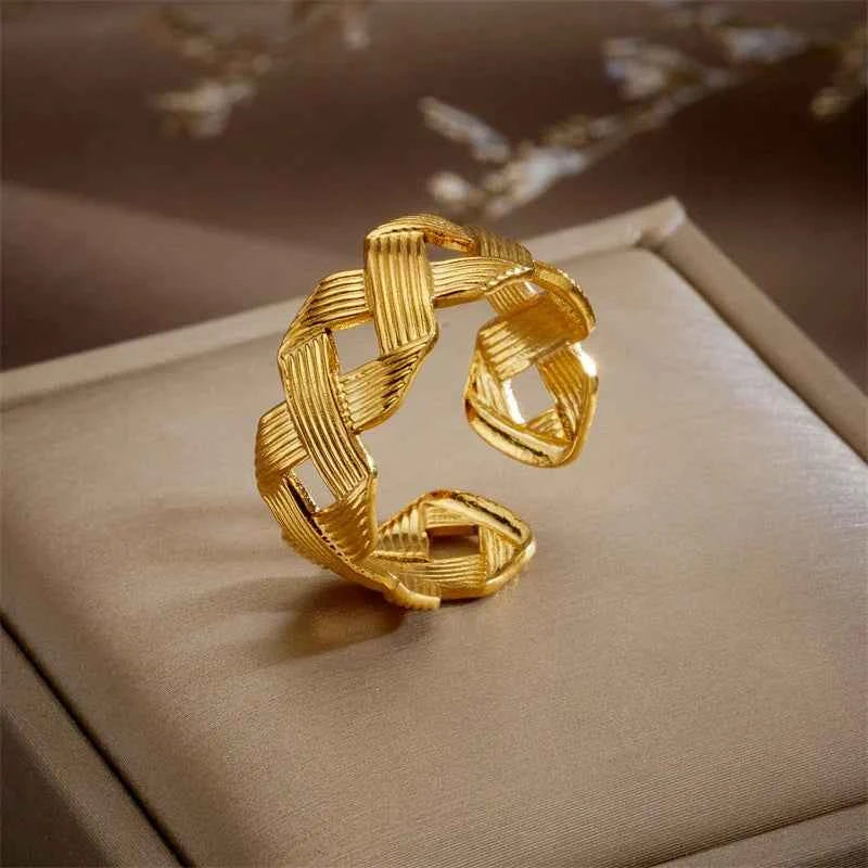 Cross Cutout Stainless Steel Open Ring