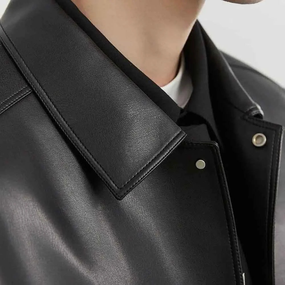American Retro PU Leather Long-Sleeved Jacket