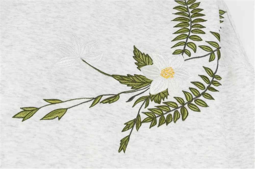 High-Quality Embroidered Flower Hip Hop Hoodie
