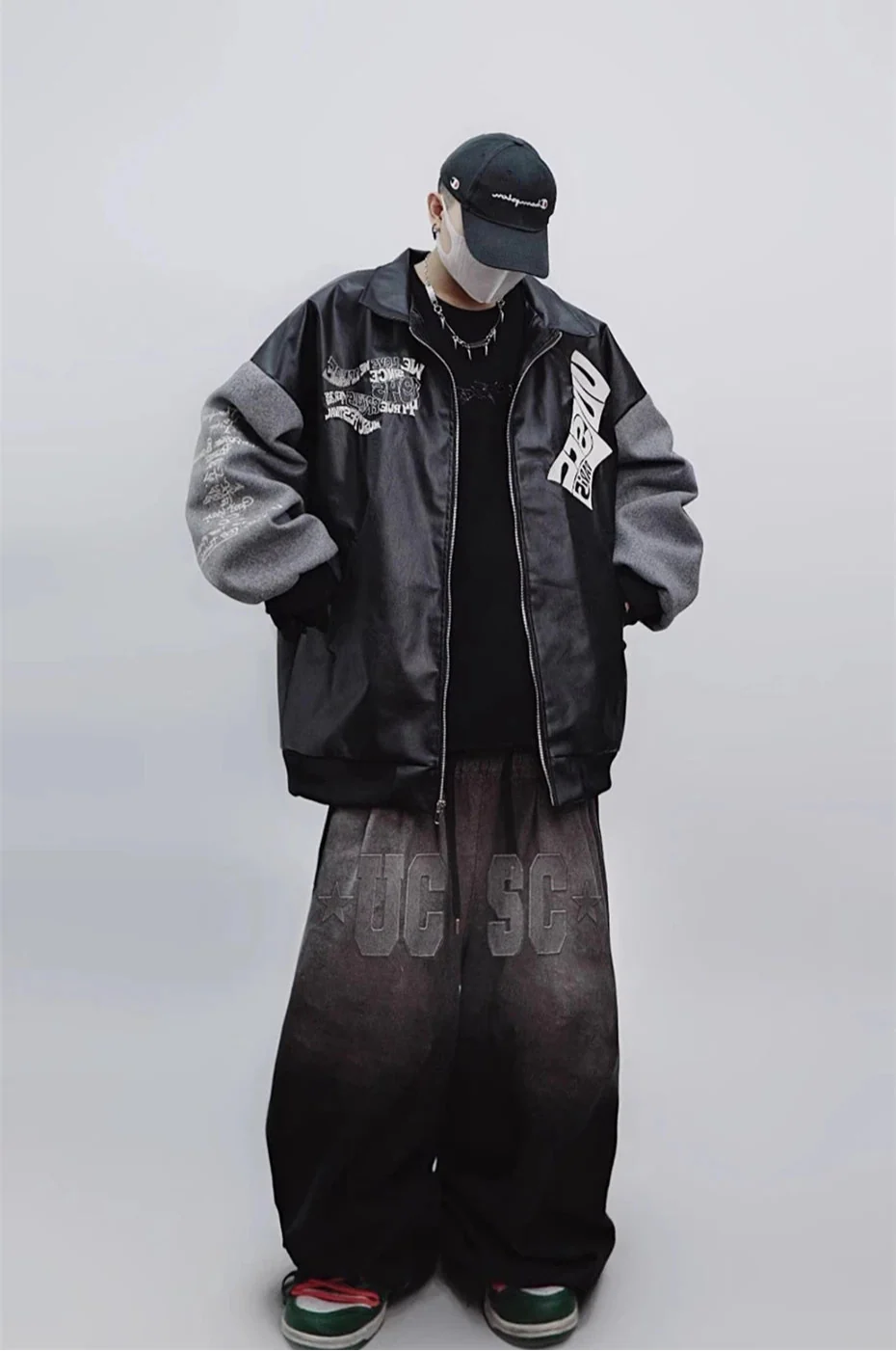 Men's Punk Scimitar Baggy Wide-Leg Jeans - Luxuryurbanwear