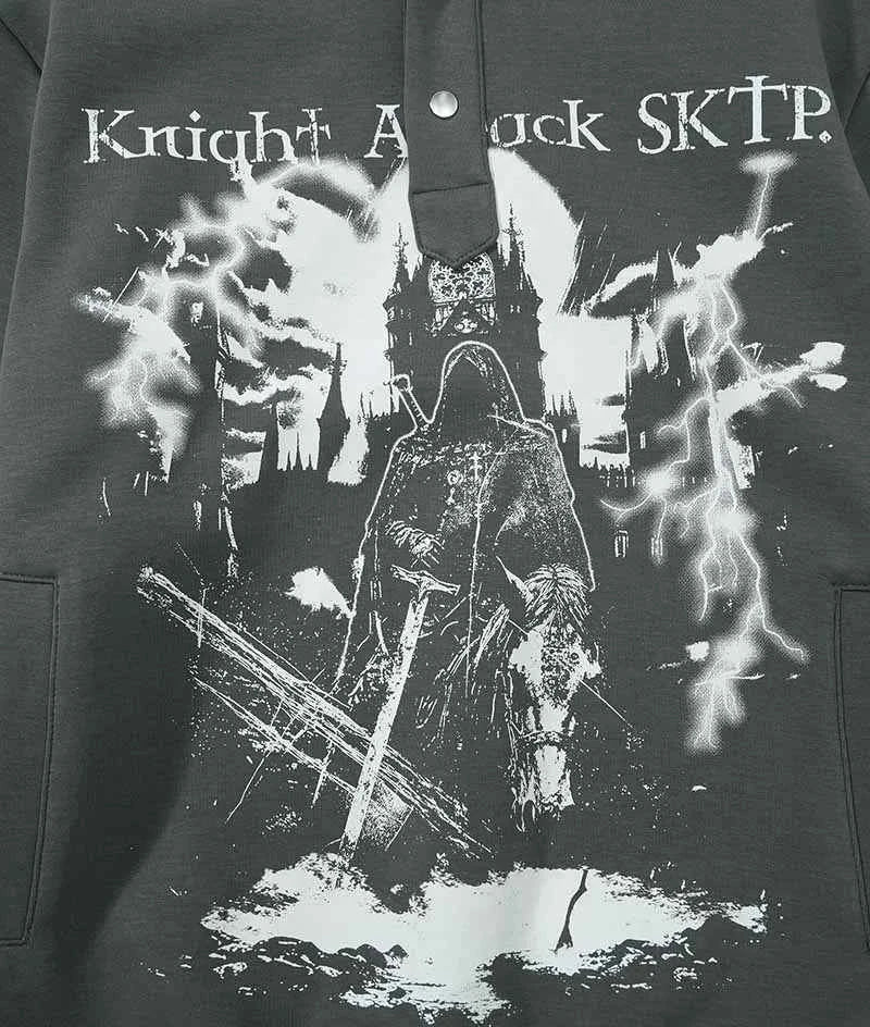 Long-lasting Gothic Printed Loose Hooded Sweatshirt