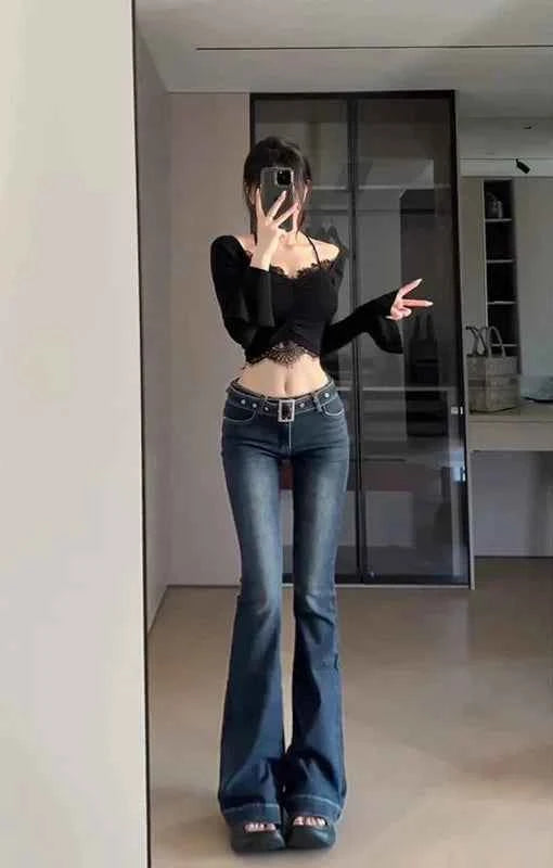 Women Flare Mid-Waist Cool Jeans