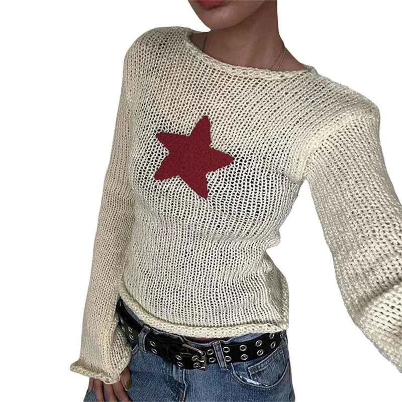 Women Vintage Grunge Star Aesthetic Sweater