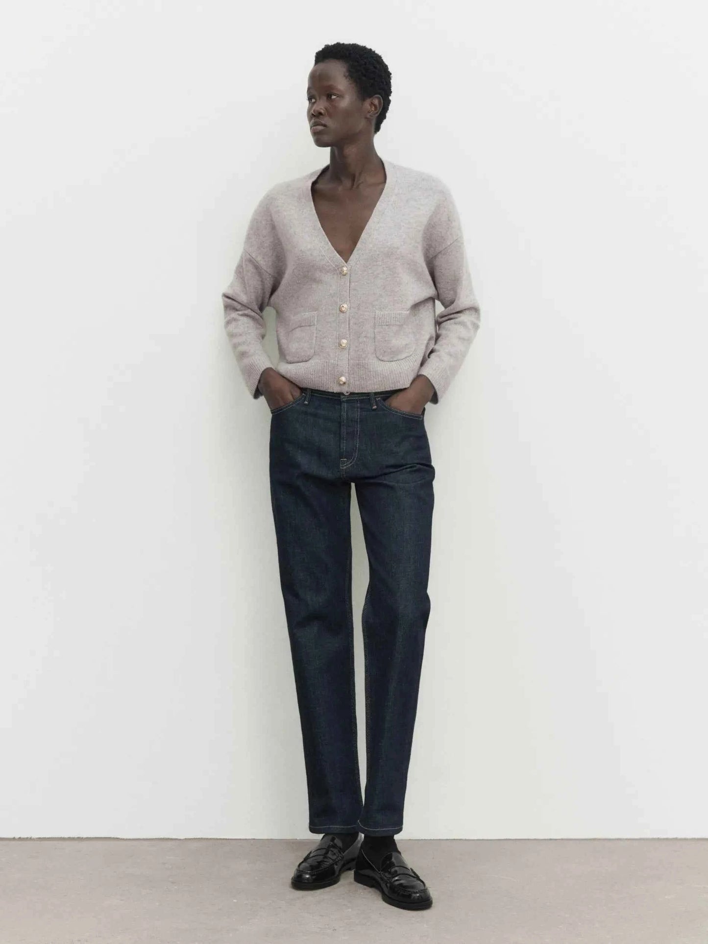 Ethereal Minimalist V-Neck Knitted Cardigan