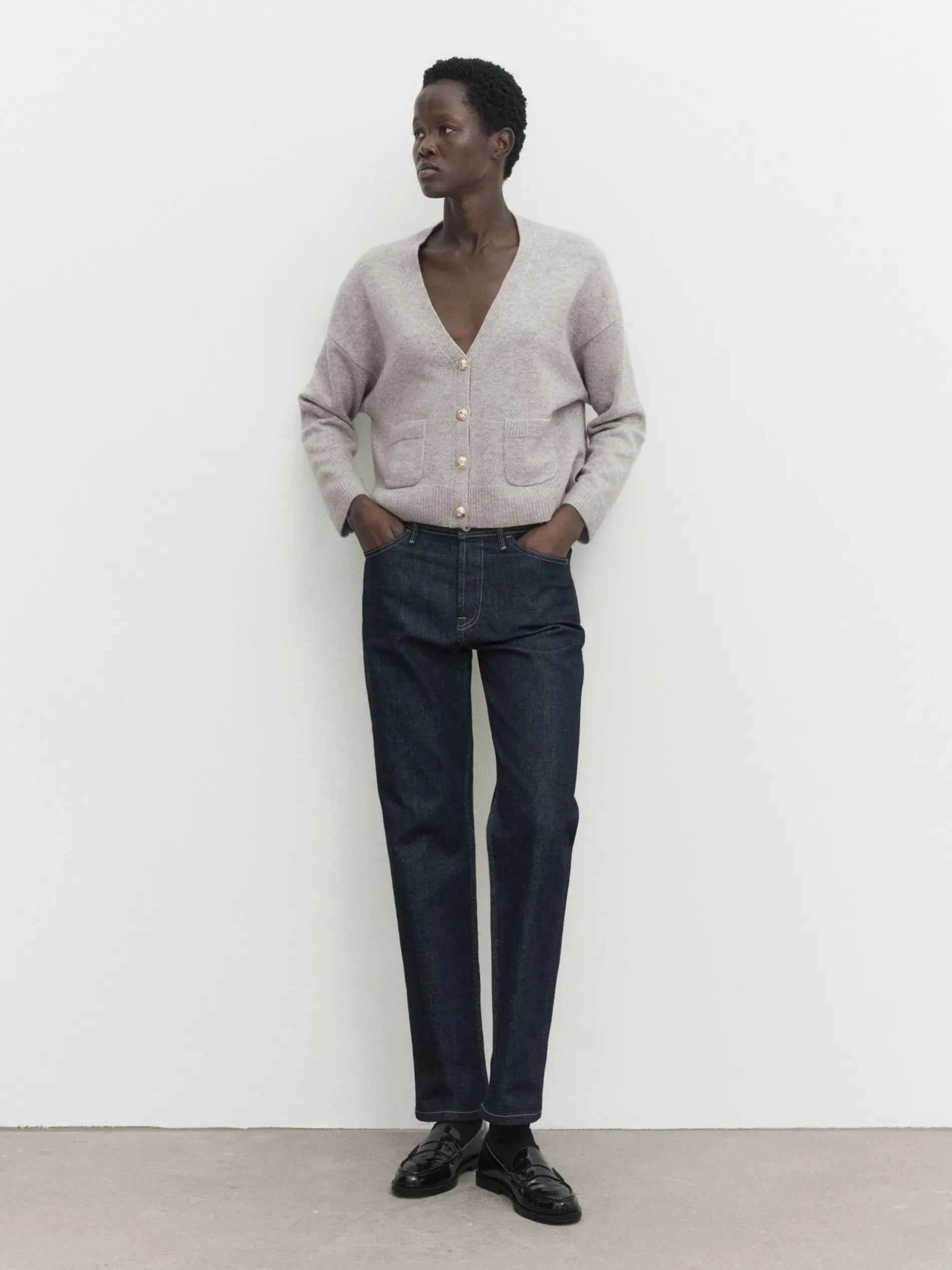 Ethereal Minimalist V-Neck Knitted Cardigan