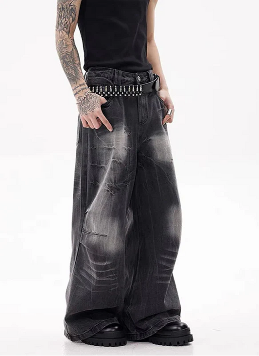 Vintage Cool Streetwear High Waist Black Denim Jeans - Luxuryurbanwear