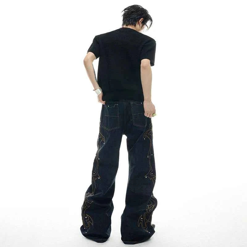 High-Quality Personalized Embroidery Wide Leg Jeans