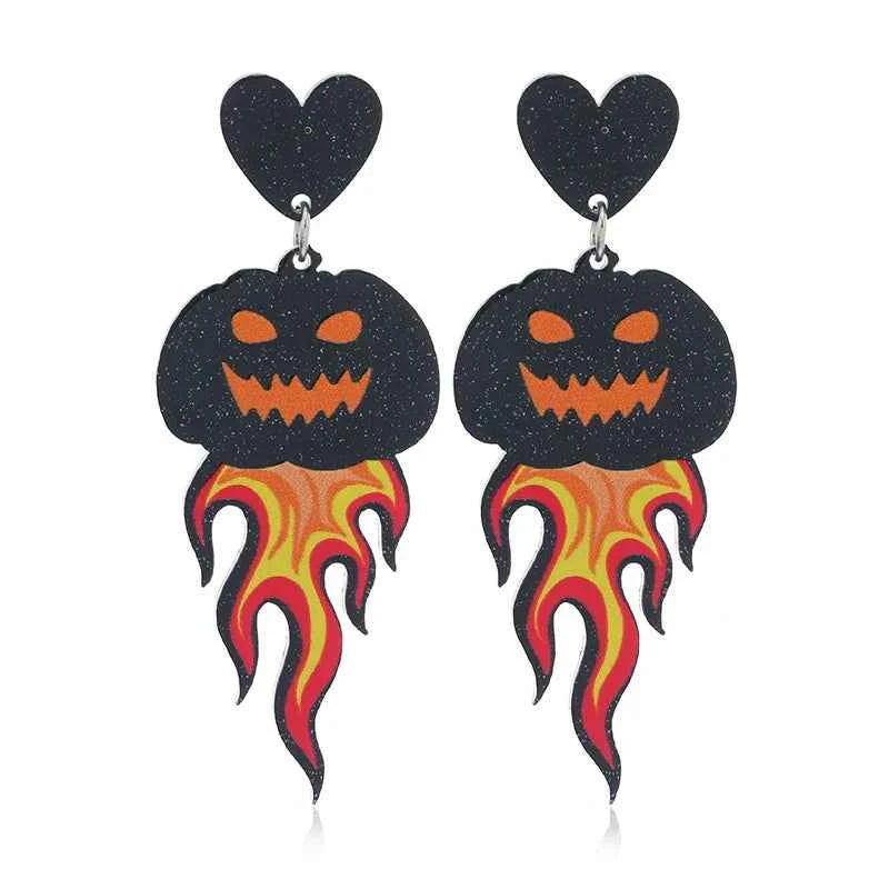 Acrylic Printed Halloween Ghost Pumpkin Earrings