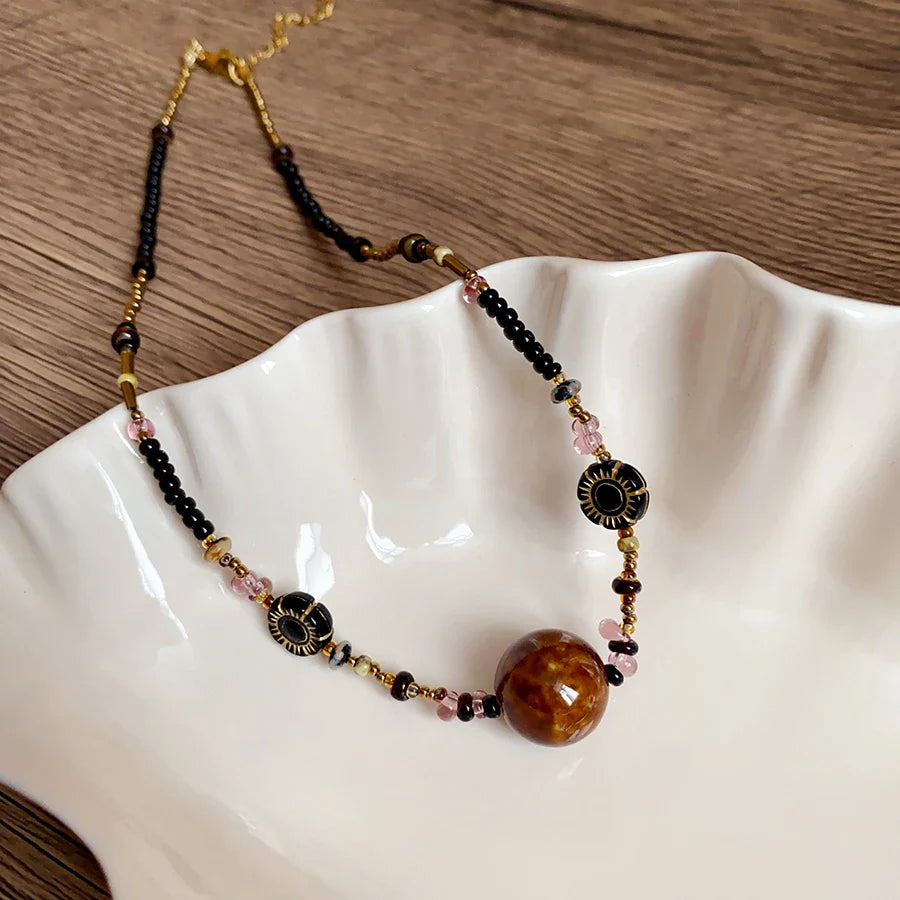 Handmade Bohemian Beaded Tiger Eye Necklace - Luxuryurbanwear