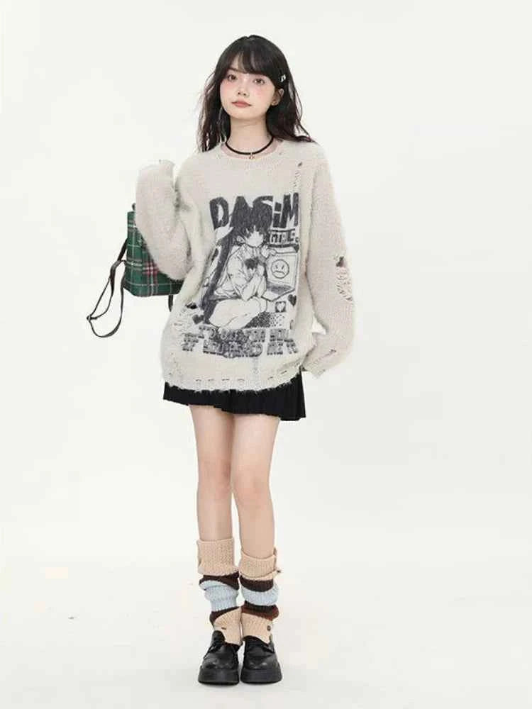 Japanese Gothic Vintage Ripped Sweater