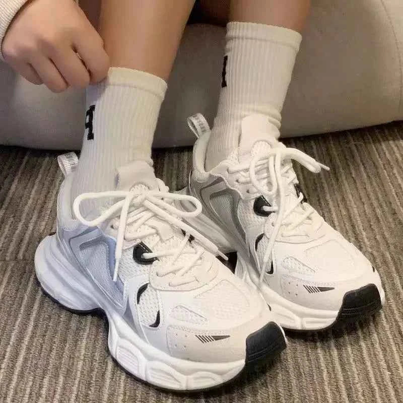 Breathable Chunky White Platform Sneaker
