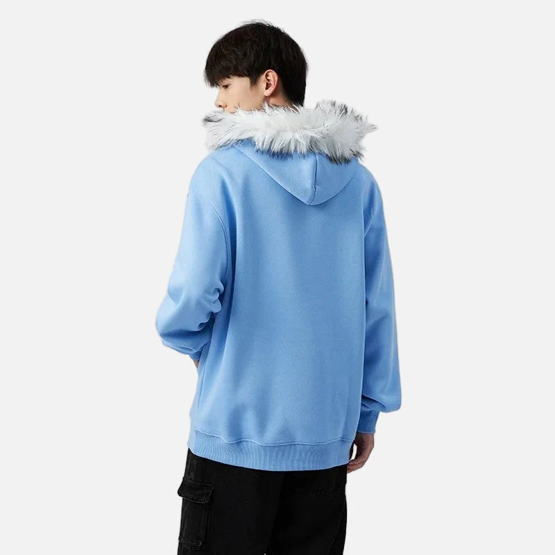American Heavyweight Fleece Lined Fur Hoodie - Luxuryurbanwear