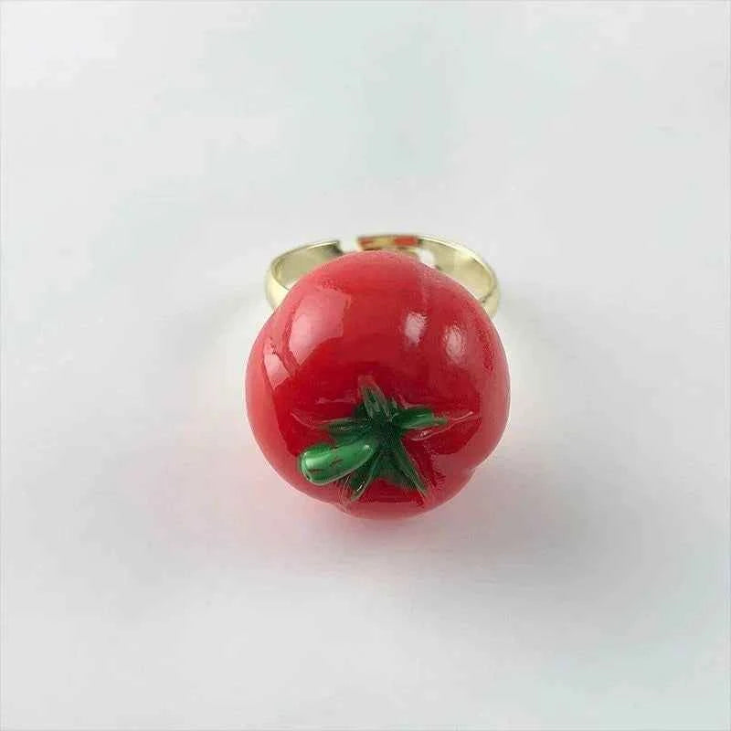 Colorful Tomato Cartoon Resin Rings