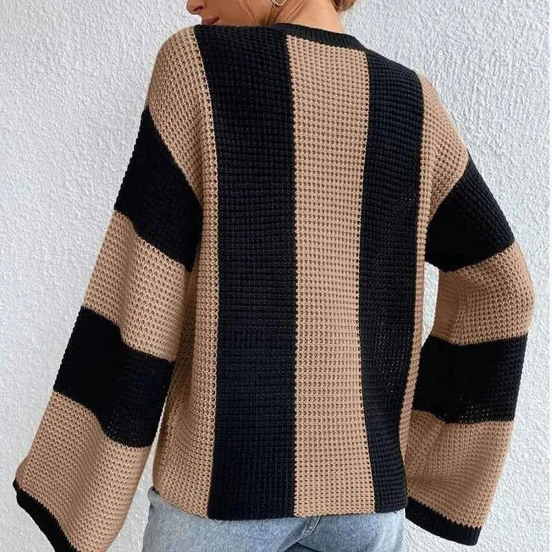 Women Casual Comfort Striped Knit Loose Sweater