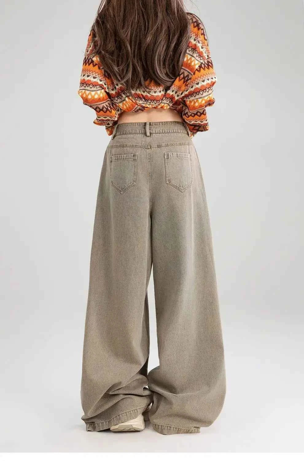 Effortless Graffiti Print Loose Vintage Wide Leg Jeans