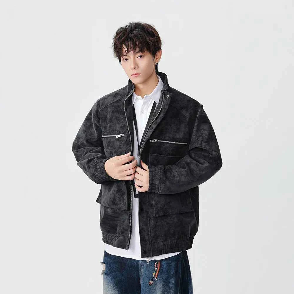 Stylish Distressed Multiple Zipper Leather Jacket