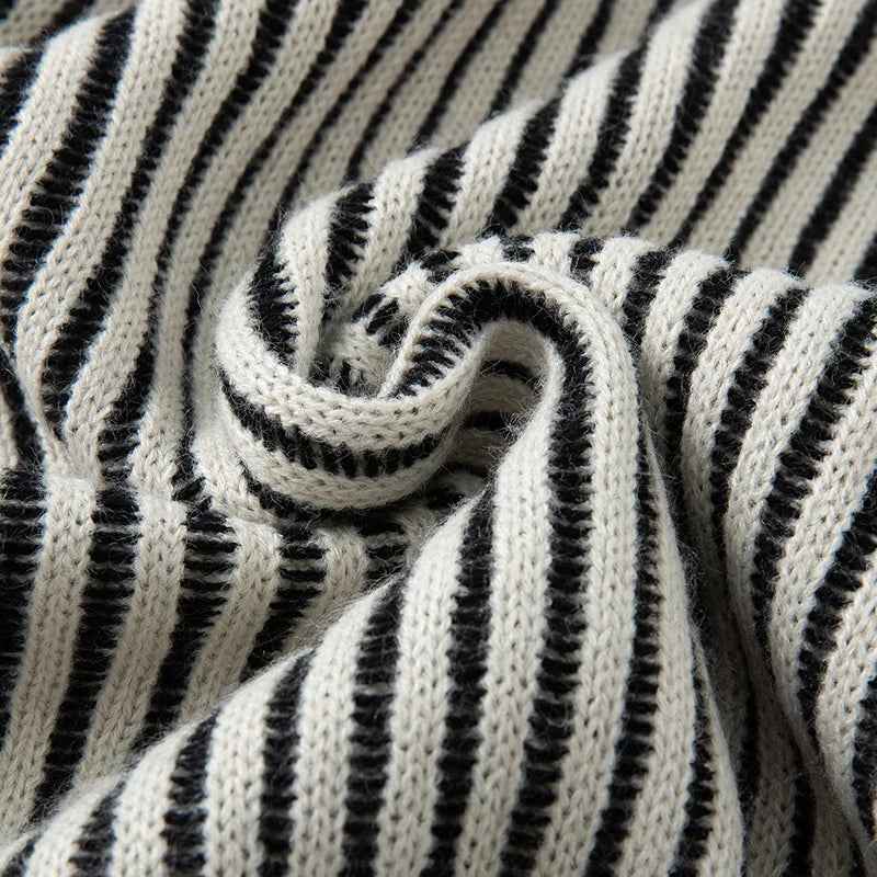 Winter Cozy Knit Vertical Striped Sweater