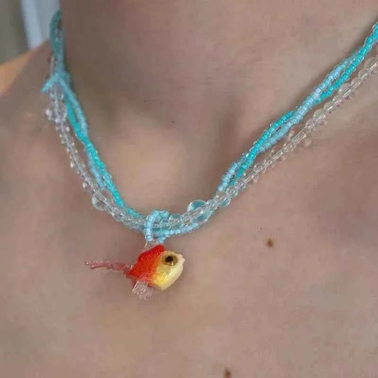 Bohemian Cute Animal Goldfish Pendant Necklace