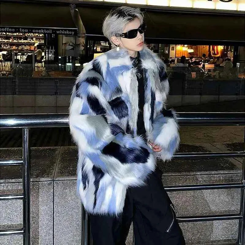 Luxurious Color Contrast Imitation Fur Jacket