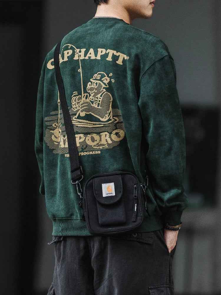 American Style Print Cotton Oversized Sweatshirt