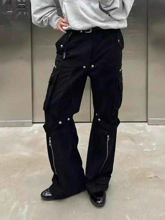 Y2K Black Cyber Slim Cargo Jeans