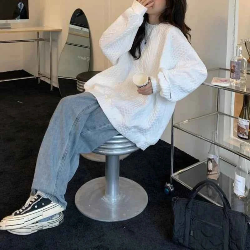 Y2K Women Solid Color Casual Sweater
