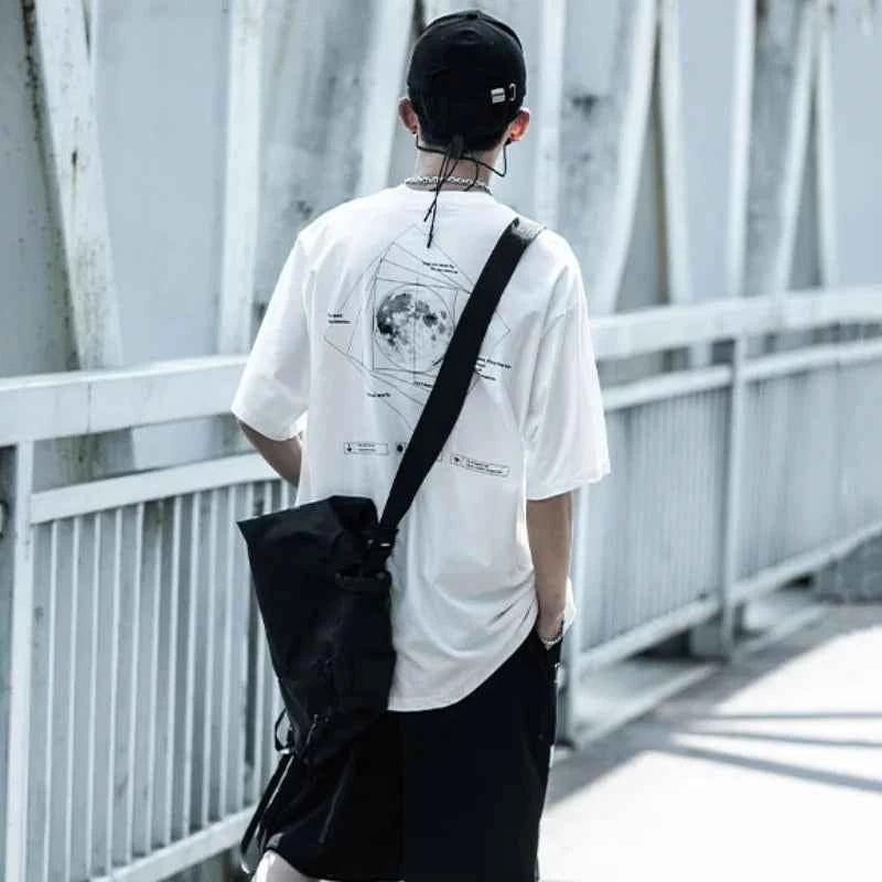 Geometric Print Techwear Punk Style T-Shirt