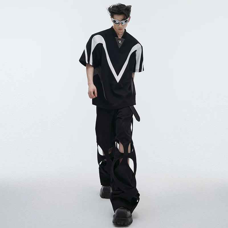 Color Contrast Design Short Sleeve T-Shirt