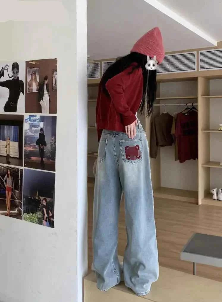 Vintage High Waisted Embroidered Denim Jeans