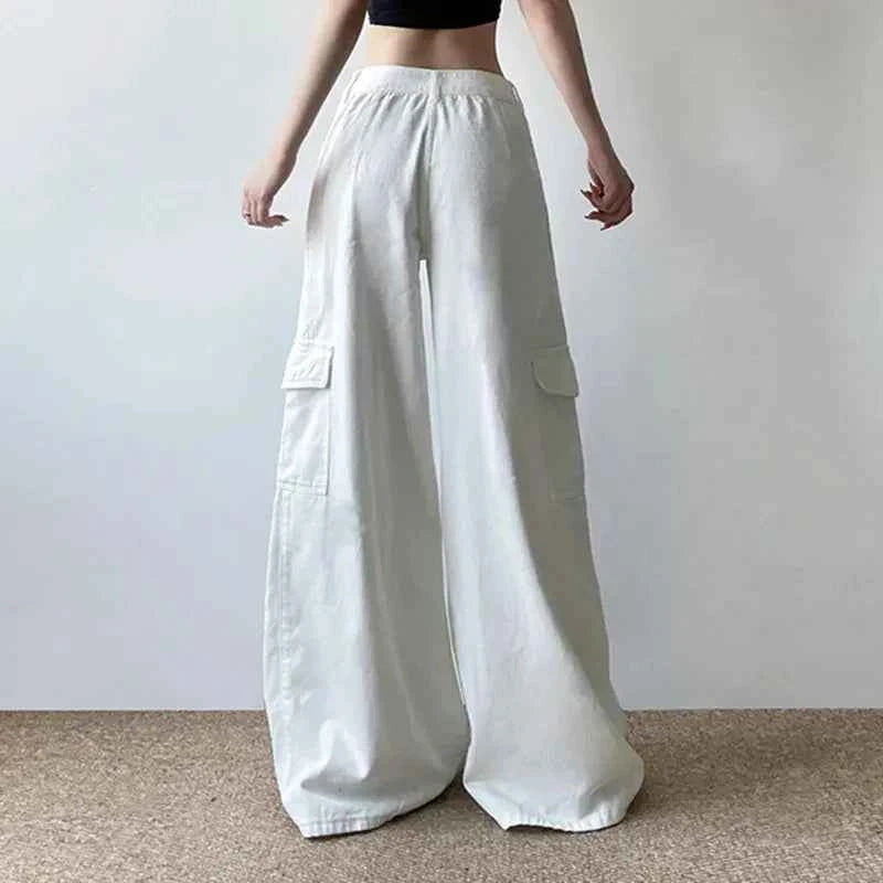 Streetwear Zipper High Waist Patchwork Denim Jeans