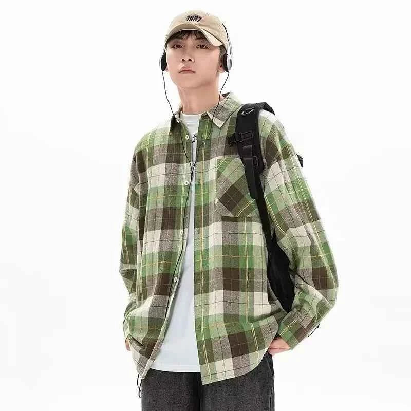 Men's Streetwear Plaid Autumn Social Long Sleeve Shirt