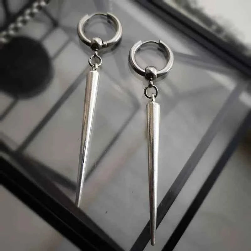 Metal Punk Cone Pendant Earrings
