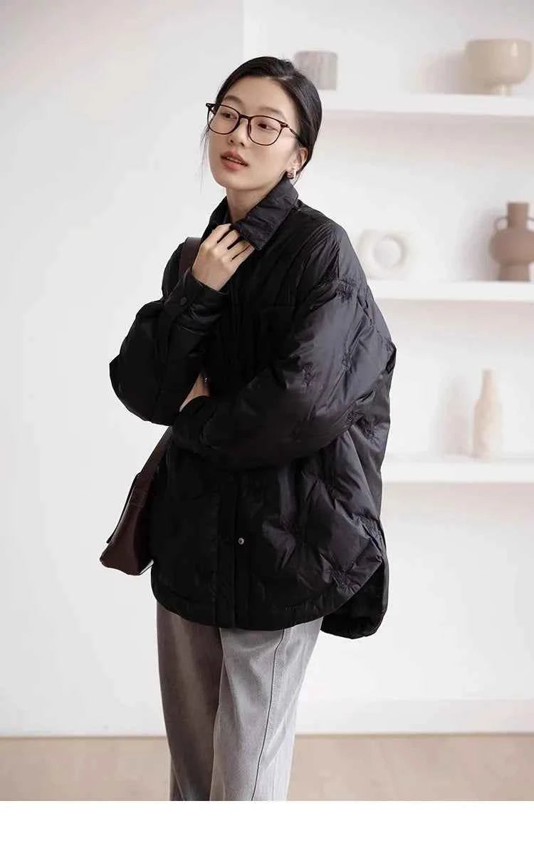 Retro Diamond Grid Lightweight Cotton Puffer Jacket