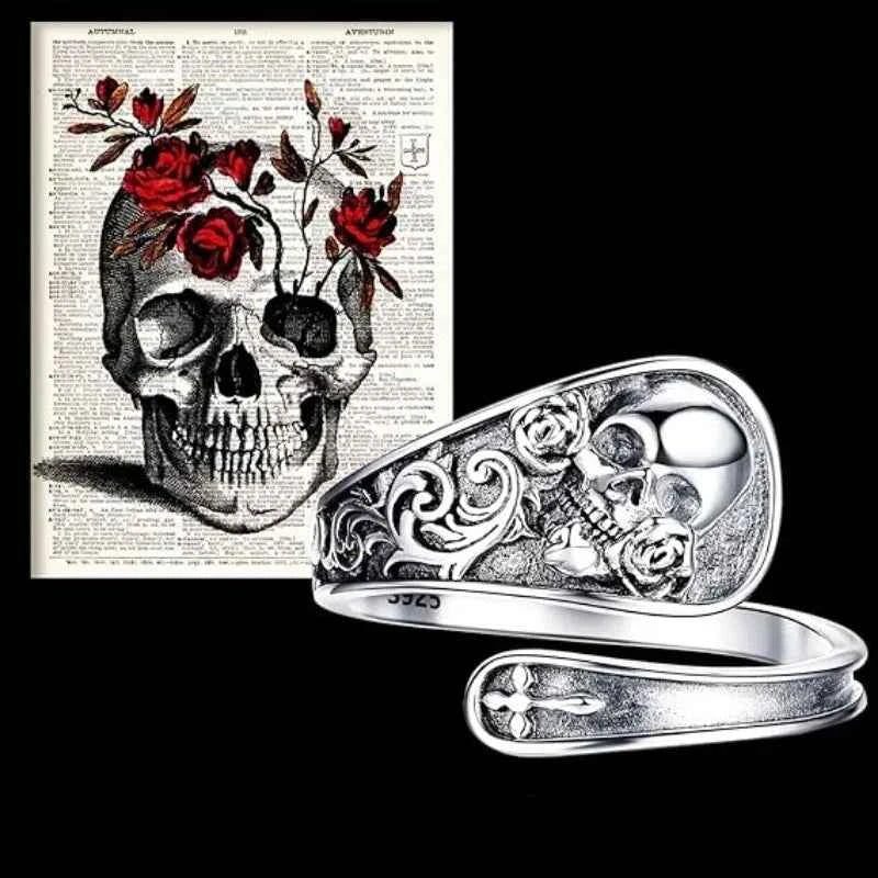 Gothic Rose Flower Adjustable Ring