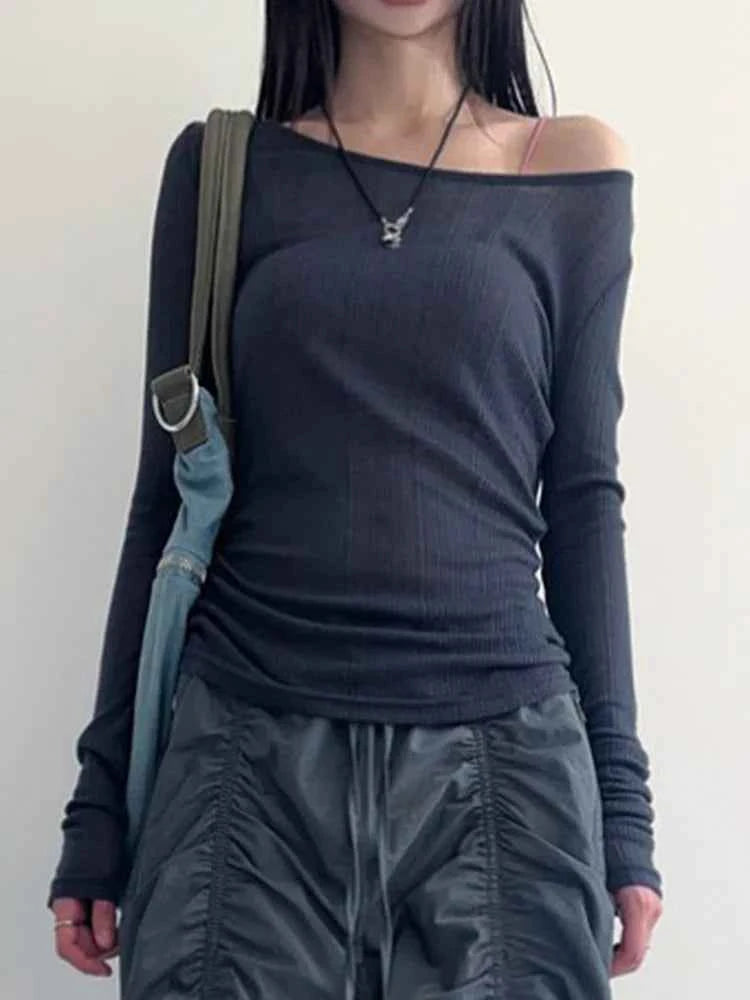 Stylish Bandage Backless Long Sleeve T-Shirt