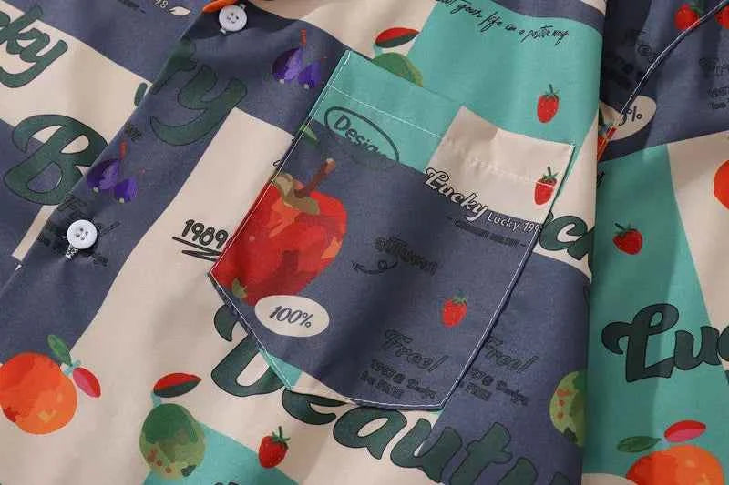 Cool Summer Fruit Graphic Short Sleeve Shirt