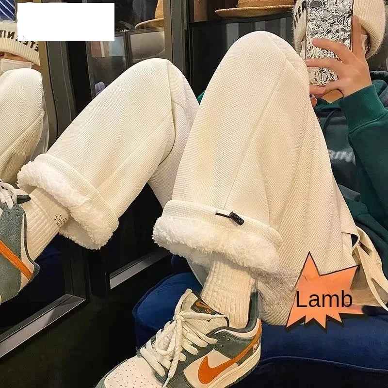 Flattering Thickened Lamb Fleece Winter Jogger