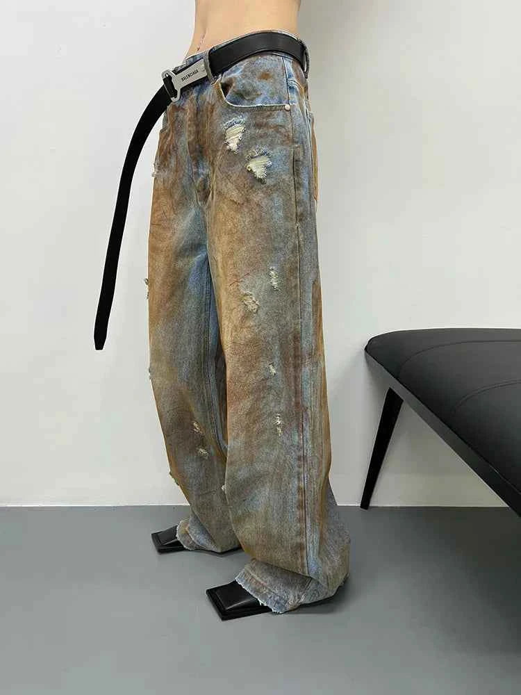 Blue Tie Dye Aesthetic Baggy Jeans