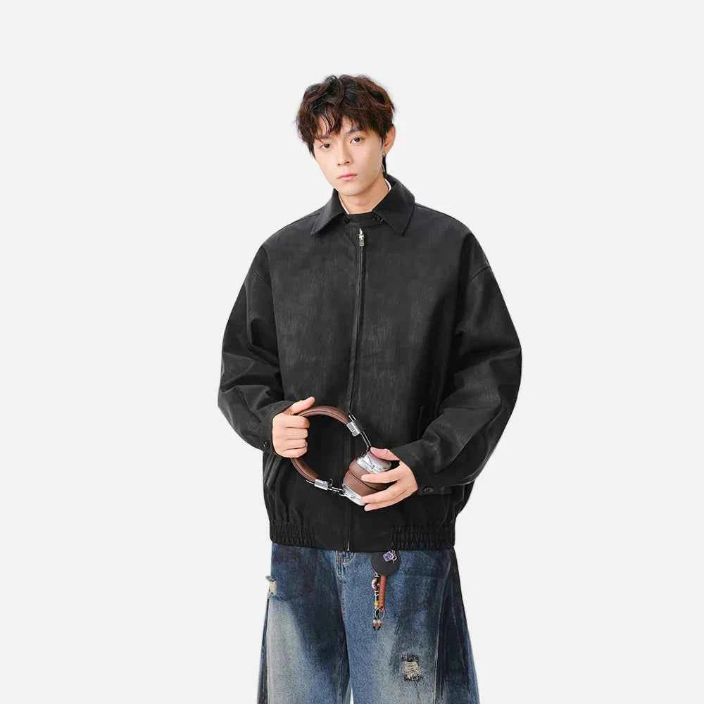 Insulated Faux Leather Loose Fit Jacket