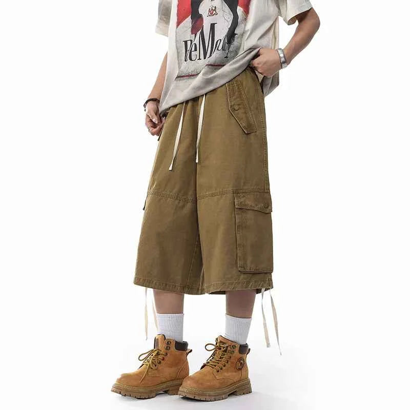 Streetwear Loose Fit Cargo Wide Leg Jorts