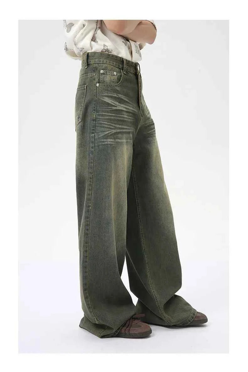 Flexible Vintage Distressed Loose Wide Leg Jeans