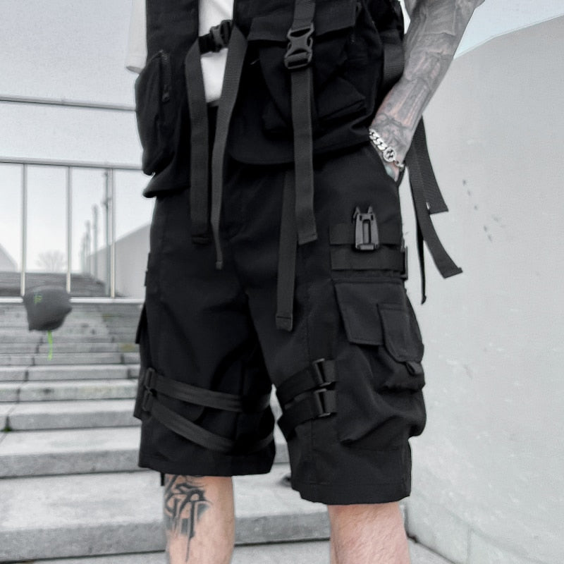 Techwear Multi Pocket Buckles Cargo Shorts