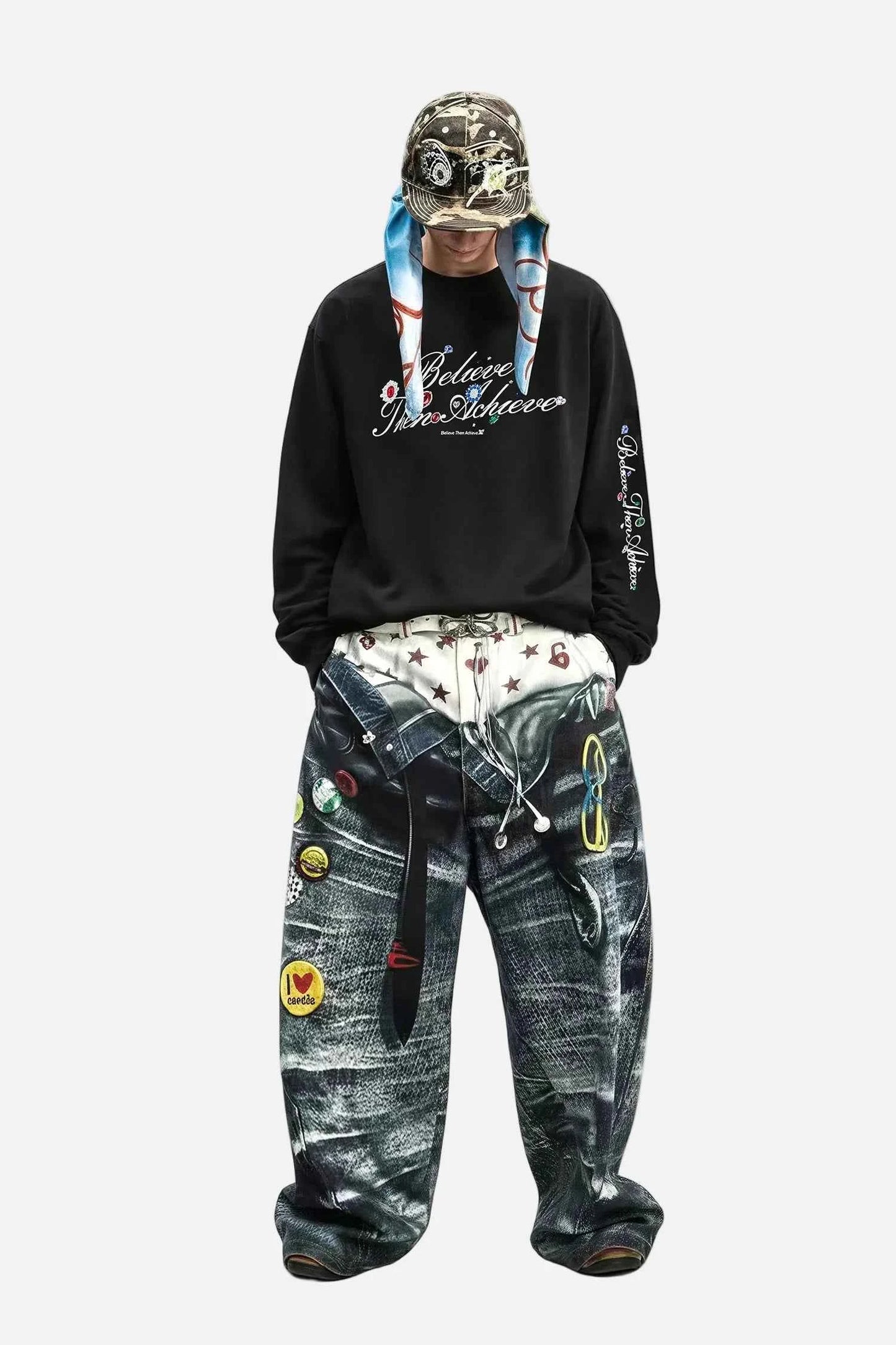 Soft Gem Print Crewneck Long Sleeve T-Shirt