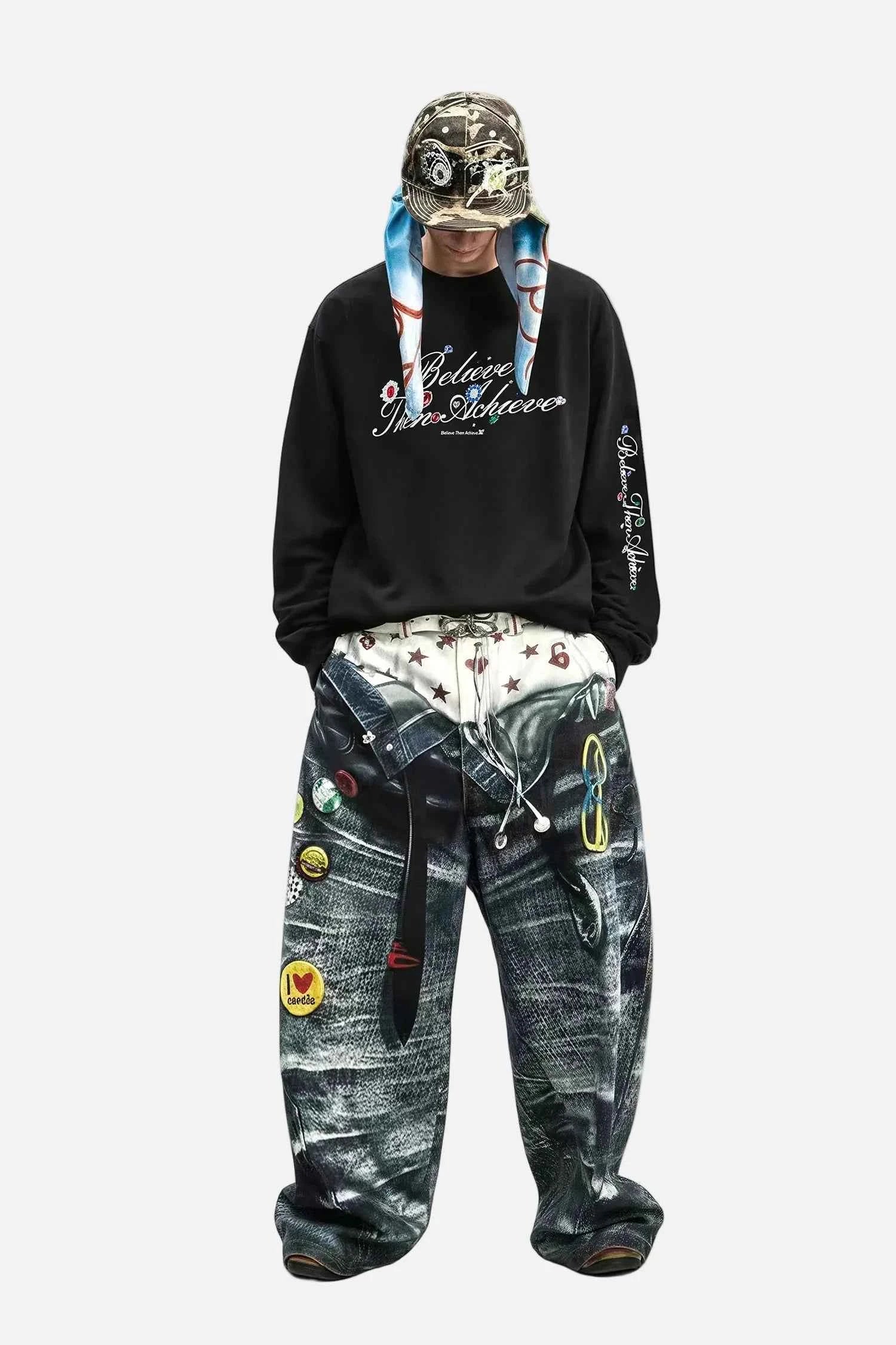 Soft Gem Print Crewneck Long Sleeve T-Shirt