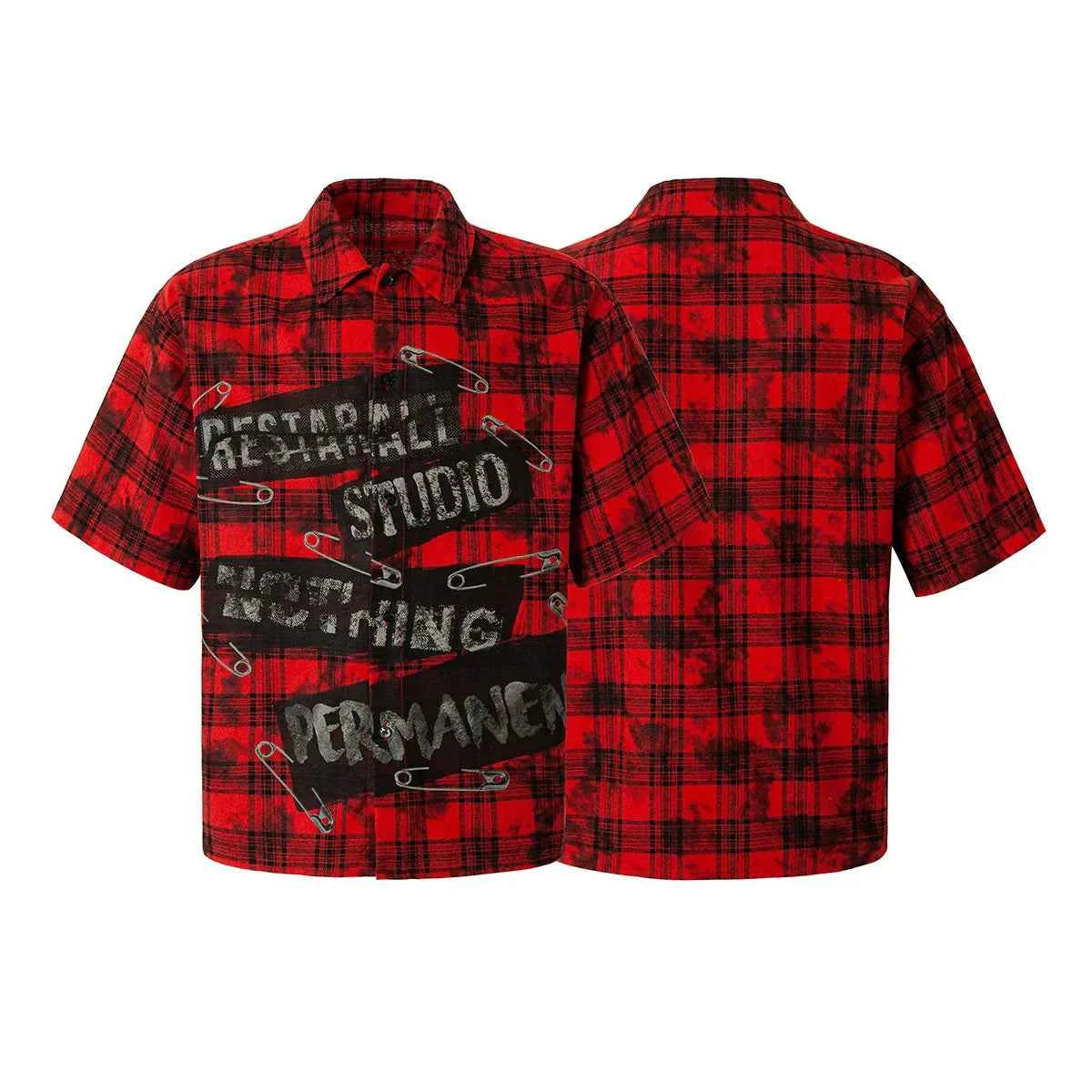 Durable Gothing Plaid Short Sleeve Red Casual Shirt