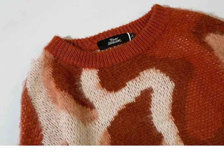 Y2K Durable Retro Abstract Pattern Knitted Sweater