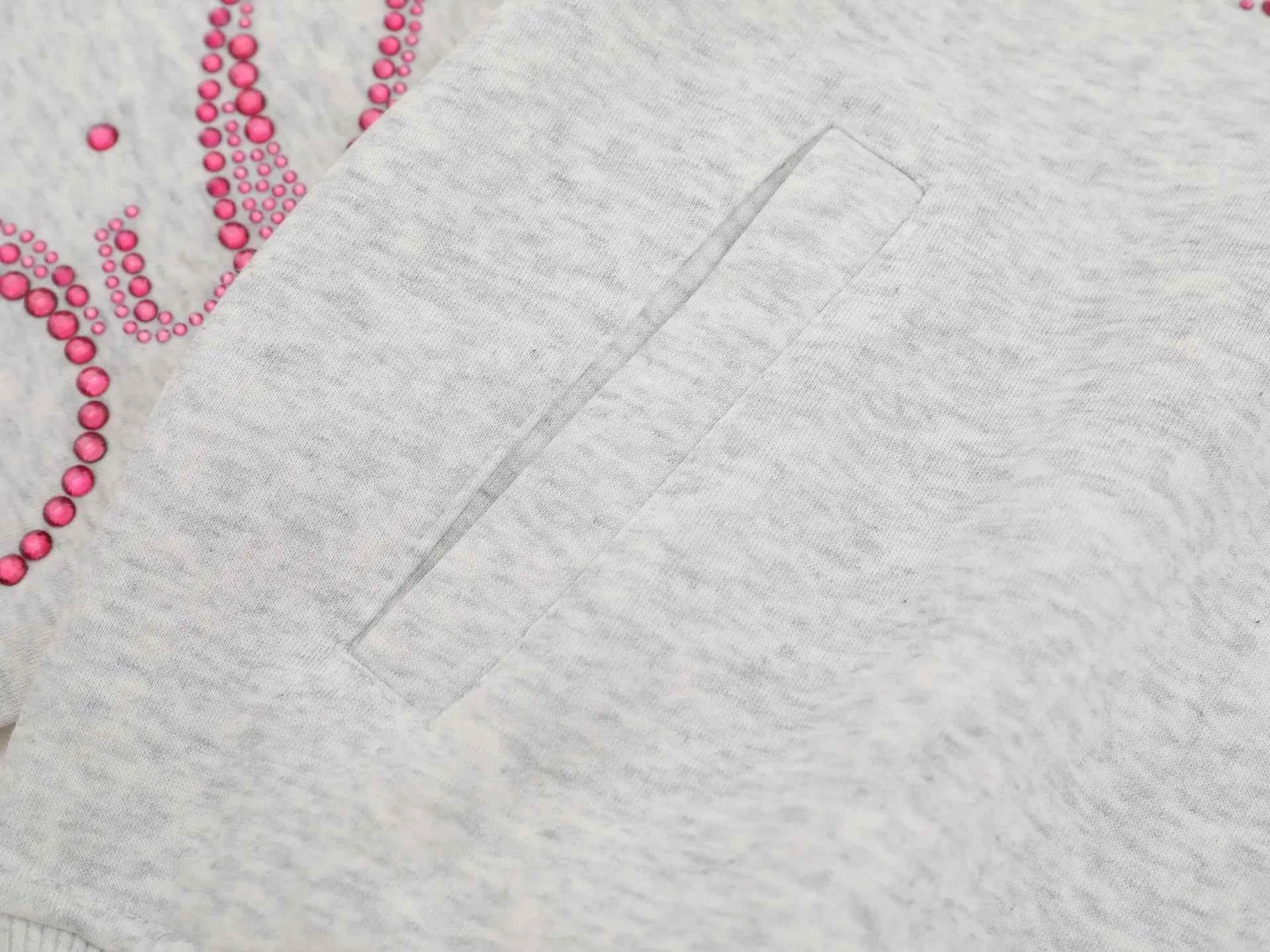 Investment Piece Rhinestone Zip Up Hooded Cotton Sweatshirt