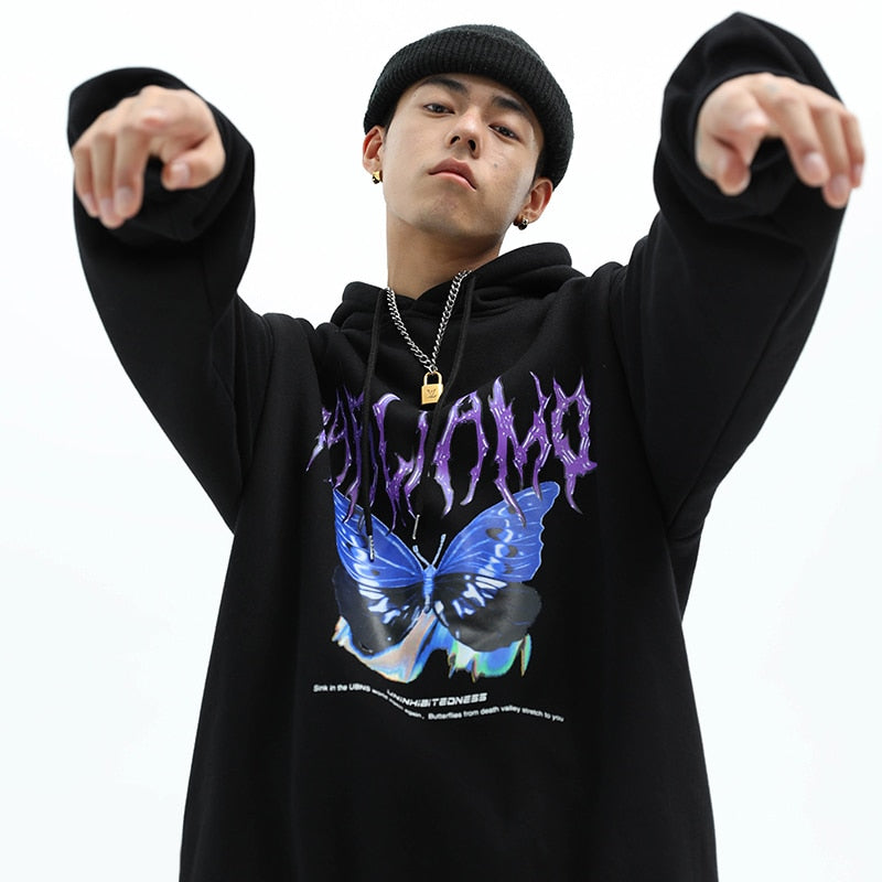 Blue Morpho Butterfly Pullover Hoodie