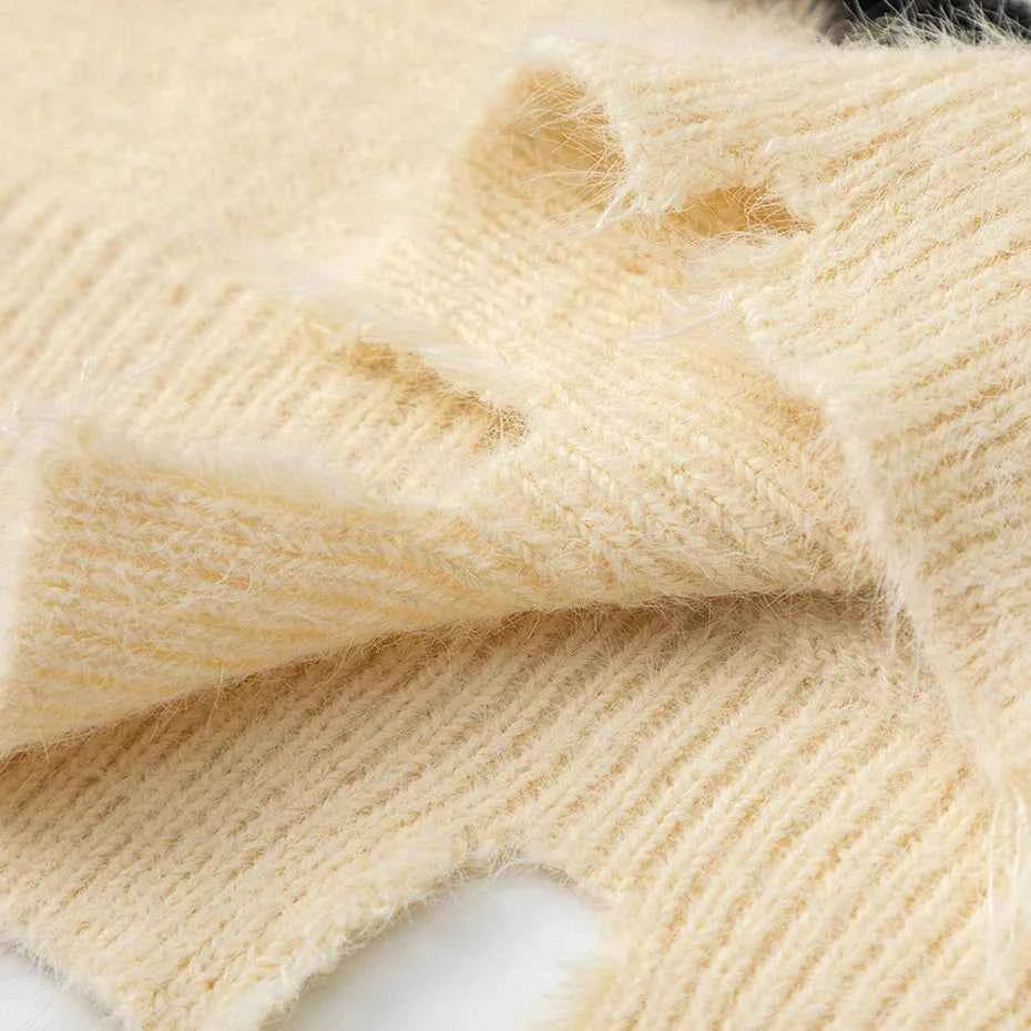 Women Effortless Oversized Ripped Knit Sweater